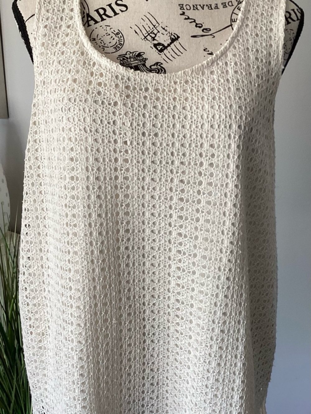 Chico's Cream Open-Knit Crochet Tank